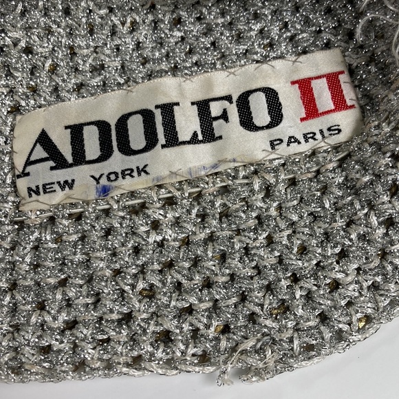Adolfo II Vintage 60s Mixed Metals Sequin & Metallic Thread Crochet Bucket Hat - Picture 11 of 11